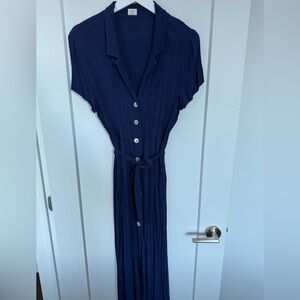 Wilfred Navy Blue Button-Down Dress